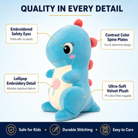 Peluche Dinosaure Assis Personnalisée en Gros, 3 Couleurs, Jouet Doux en Peluche, Coussin Anti-Stress, Cadeau d'Entreprise, Usine OEM/ODM