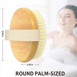 Cepillo de Masaje Corporal Redondo de Madera con Logotipo Personalizado, Cepillo de Baño Exfoliante de Cerdas Suaves - Product Image 3