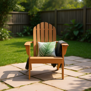 Chaise longue d'extérieur en teck au design rustique, chaise de jardin ergonomique pour la cour et la terrasse - Product Image 2