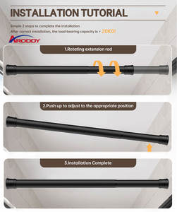 Tringle à <span class=keywords><strong>rideau</strong></span> de <span class=keywords><strong>douche</strong></span> <span class=keywords><strong>extensible</strong></span> ARODDY, capacité de charge de 20 lb, 0,7-1,2 m, réglable en tension, sans perçage, tringle à <span class=keywords><strong>rideau</strong></span> de porte - Product Image 6