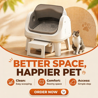 Litière automatique pour chat PEPIVOT AS12, design ouvert, facile à nettoyer, grande capacité, auto-nettoyante, capteurs infrarouges multiples, anti-pincement.