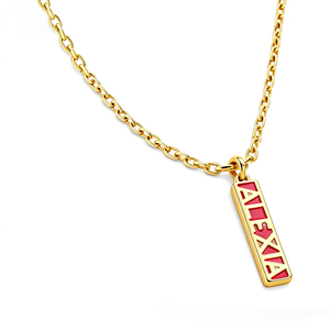 Collana con Nome Personalizzato per Donne, Ciondolo Verticale in Acciaio Inossidabile con Lettere e Smalto Colorato, Gioiello Trendy in Oro - Product Image 4