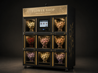 Distributeur Automatique Multifonctionnel de Fleurs à 10 Compartiments, Présentoir Floral Visible et Fraîcheur Optimale pour Hôpitaux
