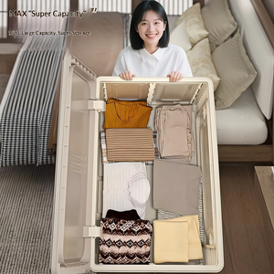 Caja de Almacenamiento de Plástico Plegable Extra Grande de Gran Capacidad, con Tapa, Organizador <span class=keywords><strong>para</strong></span> Ropa, Sin Necesidad de Instalación - Product Image 4