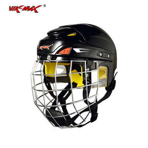 Casque de hockey sur glace professionnel de gros pour joueurs, toutes tailles, couleur blanche, avec grille de protection intégrée - Product Image 4