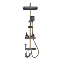 Ensemble de robinetterie de douche pluie de luxe en métal chromé brossé avec touches de piano, écran LCD et jet de massage doux, pour appartement