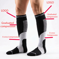 Chaussettes de compression Coolmax sur mesure, vente en gros, hauteur genou, croisées en X