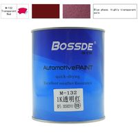 Bossde 1L Transparent Rouge Revêtement Liquide Acrylique 1K pour Automobile, Forte Teinte, en Spray, pour la Rénovation Automobile et la Réparation en Atelier