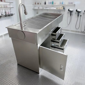 โต๊ะรักษาสัตว์ สแตนเลส 304 พร้อมระบบระบายน้ำสำหรับคลินิกสัตว์และโรงพยาบาลสัตว์ - Product Image 3