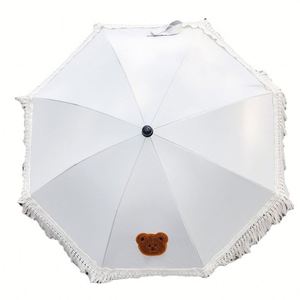 Parapluie de protection UV et de pluie pour bébé fille, style princesse, avec bordure en dentelle, armature en alliage et poignée en caoutchouc - Product Image 1