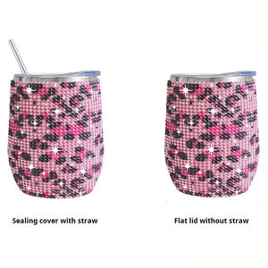 Gobelet à vin isotherme en métal avec paillettes de diamant en forme de U avec couvercle et paille, 12 oz, cadeau pour femmes, fête des mères - Product Image 6