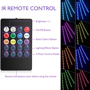 Bande lumineuse LED RGB pour l'<span class=keywords><strong>intérieur</strong></span> de la <span class=keywords><strong>voiture</strong></span>, 12 perles de lampe haute luminosité, lumière d'ambiance automobile USB - Barre lumineuse LED multicolore 12V - Product Image 4