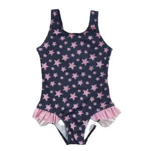 Maillot de bain une pièce rose étoile bleu marine pour petites filles, nouveauté, vente en gros de vêtements de plage pour enfants, RTS Fast TAT