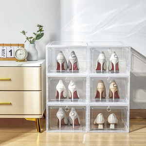 Cajas de Zapatos al por Mayor con Logotipo Personalizado de Fábrica, Caja de Zapatos Transparente con Puerta Frontal Abatible, Caja de Almacenamiento de Zapatos Apilable de Plástico - Product Image 2