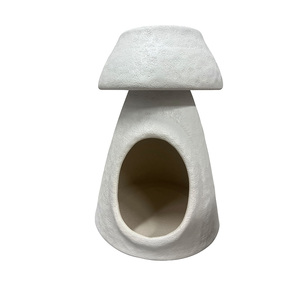 Textured White Mushroom Sculpture Cat Cave Modern Enclosed Cat <b>Bed</b> Soft Mat Living Room Decor Pet <b>House</b> - Product Image 3