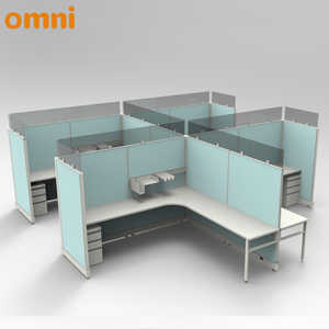 Omni hiện đại 4-người Modular văn phòng máy trạm thép và gỗ <span class=keywords><strong>cubicle</strong></span> đồ nội thất với kính phân vùng cho các trường học bệnh viện - Product Image 2