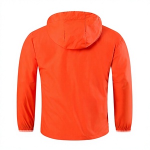 Chaqueta Softshell Naranja para Hombre, Tejida, Sólida, Impermeable, Cortavientos, con Capucha, Cierre de Cremallera, Bolsillos Delanteros, Ligera, Transpirable, para Exteriores - Product Image 2