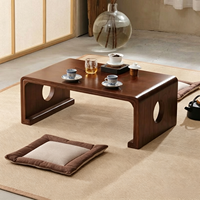 Table basse en bois massif de style japonais Tatami avec design à trou rond pour s'asseoir au sol, table de thé, mobilier de salon Zen pour fenêtre