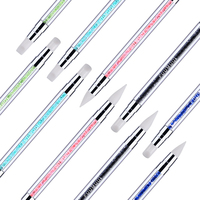 Stylo de perçage à tête Double face en Silicone, 1 pièce, avec poignée en cristal, pour le Nail Art et la manucure