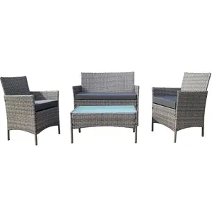 Cheap 4 PCS Garden Outdoor Furniture Set Poly Rattan Wicker Outdoor Garden Sofa Furniture Rattan Garden Set