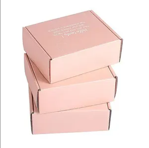 Kotak kemasan kertas kualitas tinggi pengiriman cetakan kotak kemasan mewah lipat paket kotak bergelombang merah muda