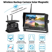 Moniteur enregistreur DVR sans fil 7 pouces avec écran 7'' et caméra IR magnétique 4 canaux à énergie solaire pour camping-car/camion/attelage/remorque/bus