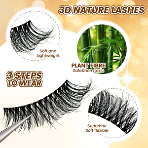 Grosir Pabrik Bulu Mata Strip 3D Sutra Alami Bulu Mata Palsu Tipis Vegan 10 Pasang Set Bulu Mata Faux Mink Kotak Bulu Mata Custom - Product Image 2