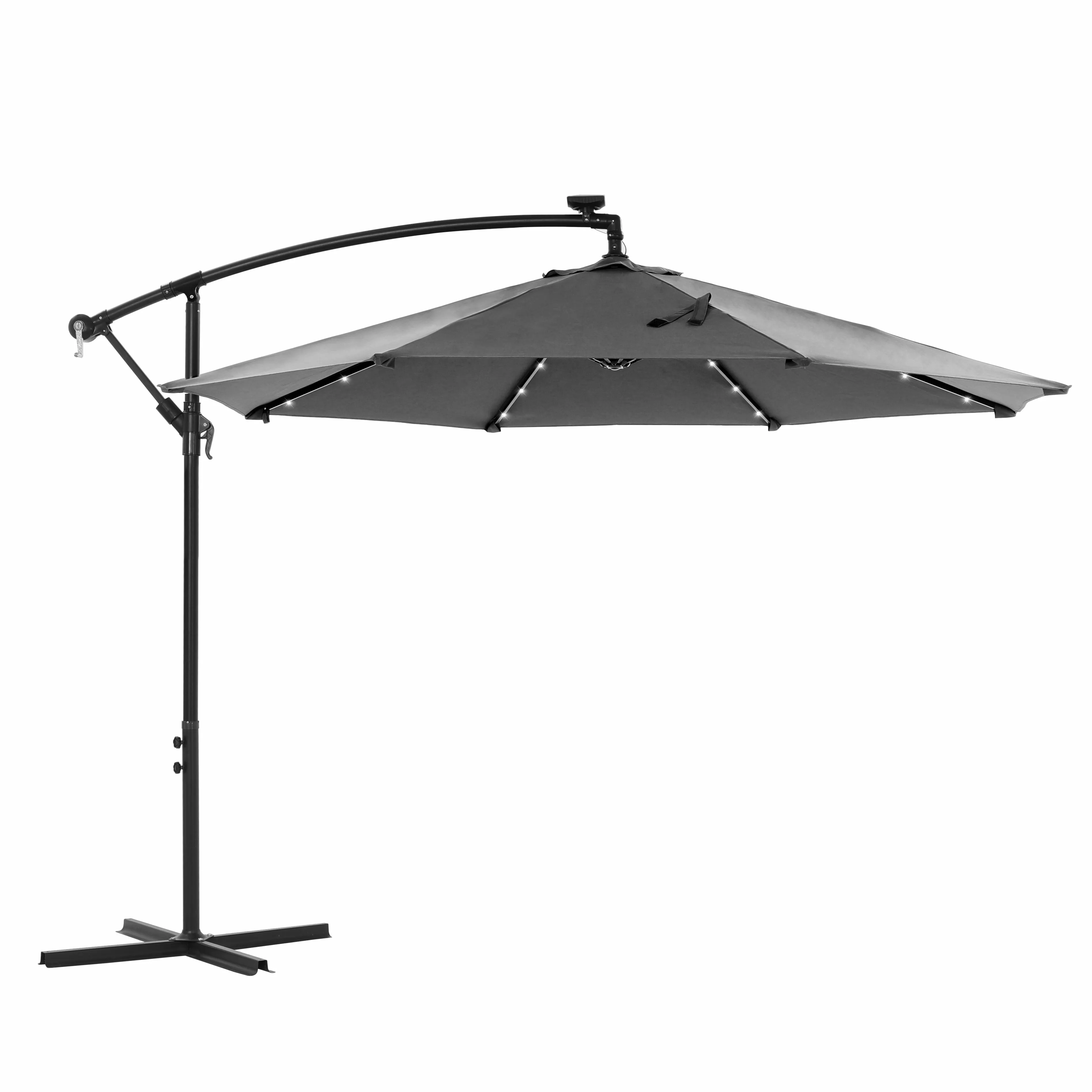 SONGMICS 8 футов, 3 м, 8 ребер, роскошный Складной садовый зонт, большой размер, Стальной Солнечный светодиодный открытый консольный зонтик, зонтики для патио