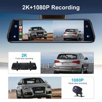 Rétroviseur de Voiture 9.66'' IPS à Écran Tactile, Caméra de Tableau de Bord DVR Avant Arrière, Media Streaming sans Fil avec Carplay et Android Auto