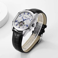 Montre automatique classique pour homme, mouvement squelette, bracelet en cuir tendance, montres mécaniques, pièces de montre-bracelet