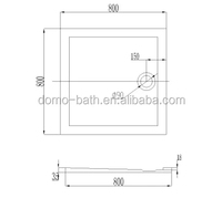 Receveur de douche carré en acrylique antidérapant Domo White, facile à installer, pour hôtels et salles de bain modernes