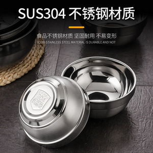 Stainless Steel Bowl Double Layer Heat Insulated For Home Use Child Safe Solid Color 304 Grade - Product Image 4