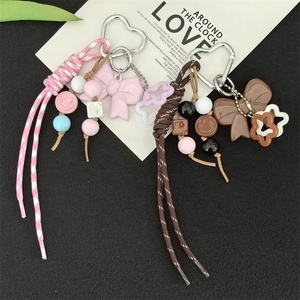 Breloque de sac, porte-clés, cordon en nylon, pendentif à pompon tressé, sangle de téléphone portable, bracelet en corde tressée étoile et nœud, décor de sac à main, porte-clés - Product Image 3