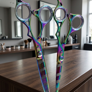 Ciseaux à effiler les cheveux ASAP Sharp Rainbow, ciseaux de coiffure professionnels, acier inoxydable 4Cr13, manche moyen, salon - Product Image 2