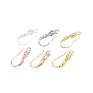 Color-preserving 18K gold-plated U-shaped ear <b>hooks</b>, copper micro-painted with 4mm zircon ear <b>hooks</b>, DIY handmade <b>earrings</b> A02 - Product Image 5
