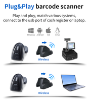 1D 2D Handheld Wireless BT USB Lector de código de barras con cable Escáner de código de barras de punto invertido para sistema Android IOS Windows