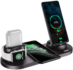 Timess शीर्ष 2023 में 6 1 वायरलेस चार्जर के साथ इस्तेमाल किया फोन Smartwatch घड़ी Andriod के लिए ईरफ़ोन डेस्कटॉप स्टैंड प्रकार-सी