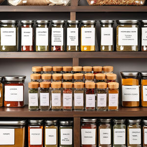 Barattolo per Spezie Quadrato Ecologico da 120ml, Coperchio in Bambù, Confezione Personalizzata, 24 Contenitori per Erbe e Spezie, Utensili da Cucina in Stile Rustico - Product Image 4