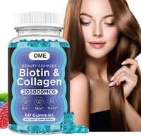 Gommes végétaliennes OEM 60 à la biotine pour la croissance des cheveux et le blanchiment de la peau Collagène Kératine Vitamines dans le dosage des bonbons gommeux pour adultes