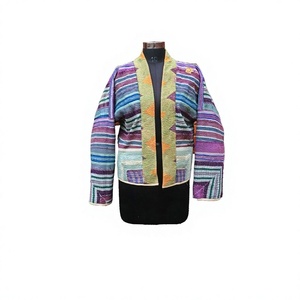 เสื้อแจ็คเก็ตผ้าฝ้าย 100% ดีไซน์เนอร์ คันธา ควิลท์ หลายสี สไตล์เดนิมลายพิมพ์ งานแฮนด์เมด วินเทจ สำหรับฤดูหนาว แบบถัก - Product Image 1