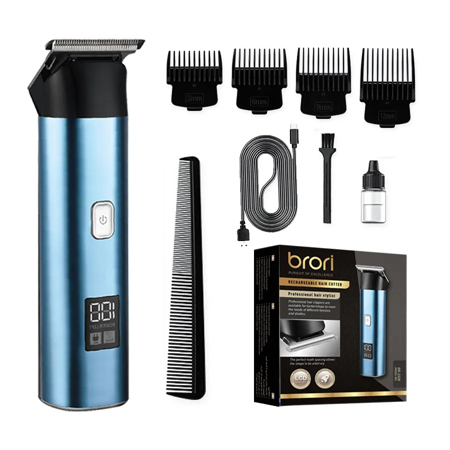 Kim Loại Cơ Thể LCD Hiển Thị Tóc Clipper Cắt Tóc Cắt Mini Có Thể Sạc Lại Cắt Tóc Tông Đơ Cho Nam Giới Nhanh Chóng Sạc Loại C Cáp