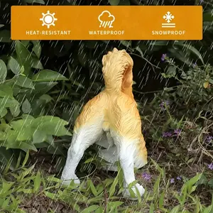 Dekorasi kebun anjing penggali realistis US-Resin kuning & putih, tahan cuaca untuk teras halaman - Product Image 5