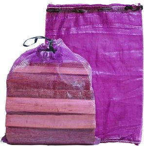 Kırmızı PP Dokuma Soğan File Çantası, Meyve ve Sebze Havuç Patates Paketleme için İpli - Product Image 6