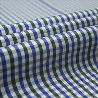 Tissu de chemise à carreaux respirant en coton longues fibres 100% 70S teint en fil, finition à l'ammoniaque liquide, toucher doux, vente en gros