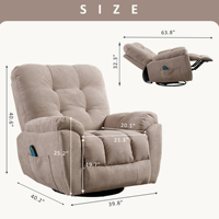 Canapé inclinable en tissu confortable VANBOW, massage par vibration à 8 points, siège chauffant, fauteuil pivotant à bascule pour personnes âgées, utilisation à domicile