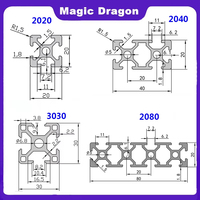 Perfil de Ranura en T EU 2020 2040 2060 3030 3060 4040 2080 20100, Riel Lineal de Extrusión de 100 200 500 800 mm, Piezas para Impresora 3D CNC