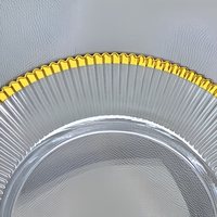 Assiette de présentation dorée avec perles, assiette décorative pour dîner, hôtel, banquet, mariage, décoration de table dorée