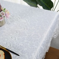 Nappe de table élégante et luxueuse en jacquard blanc à fleurs pour mariage, salle de banquet, décoration personnalisable, lavable