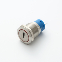 ELEWIND Interrupteur à clé 2 positions en acier inoxydable 22mm (PM222F-11Y/21B) Fonctionnement momentané 250v Tension max.
