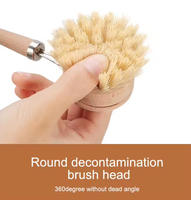 Vente en gros Brosses de nettoyage de cuisine en bambou écologiques Brosse pour casseroles avec long manche